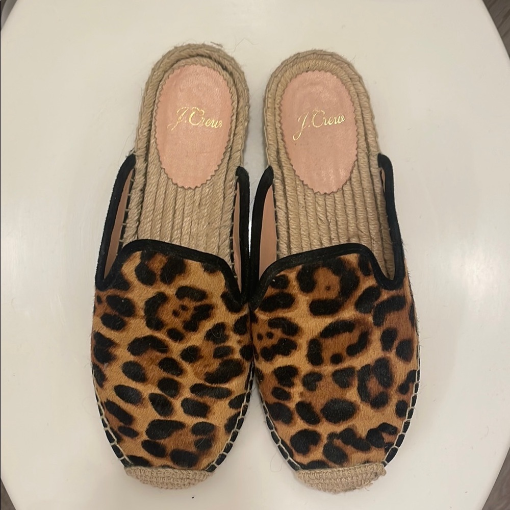 J. Crew Animal Print Espadrille Slides